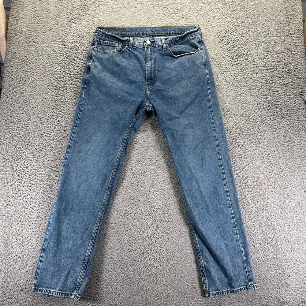 Levi's 505 Jeans Mens‎ 36x32 Blue Cotton Denim Straight Workwear Travel Stretch